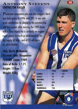 1997 Select AFL Ultimate Series #10 Anthony Stevens Back